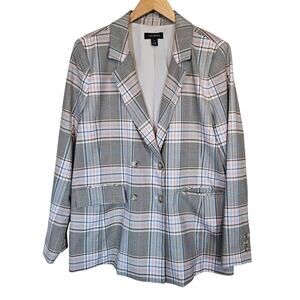 Halogen Nordstrom Lilian Check Double Breast Blazer Plaid Women's Size 1x Office